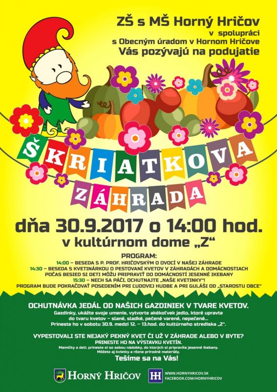 Škriatkova záhrada Horný Hričov 2017
