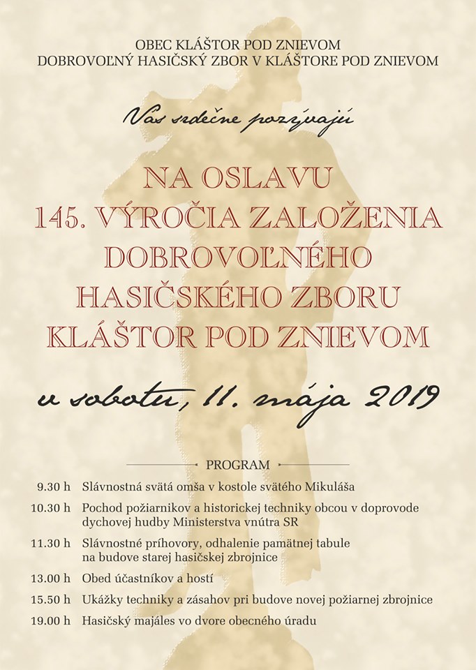 Oslava 145. výročia založenie dobrovoľného hasičského zboru v obci Kláštor pod Znievom