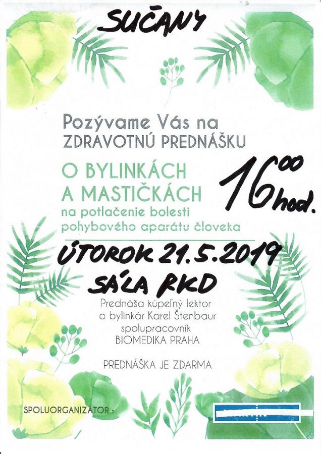 Prednáška o bylinkách a mastičkách v obci Sučany