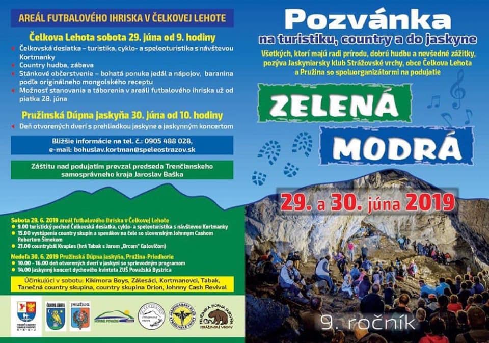 Turistické podujatie Zelená Modrá v obci Čelkova Lehota
