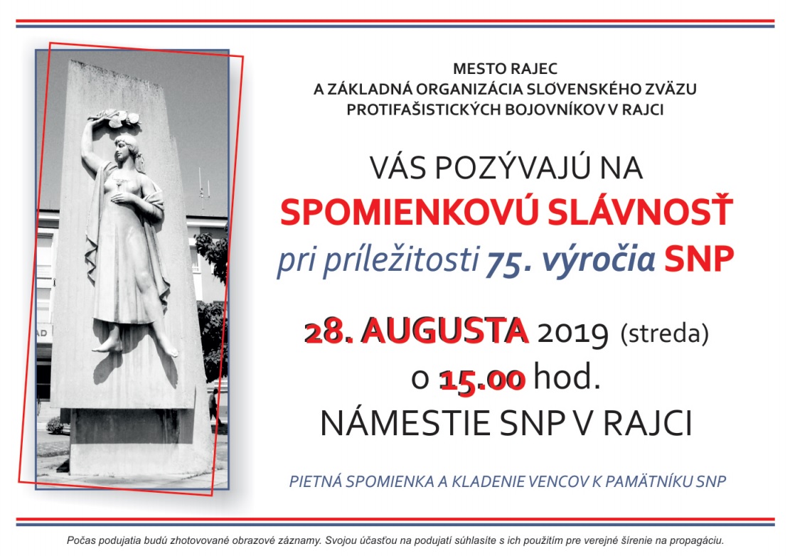 Spomienková slávnosť pri príležitosti 75. výročia SNP v Rajci
