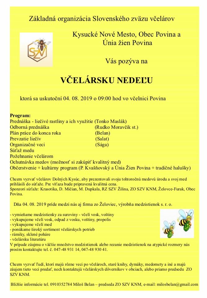 Včelárska nedeľa v obci Povina