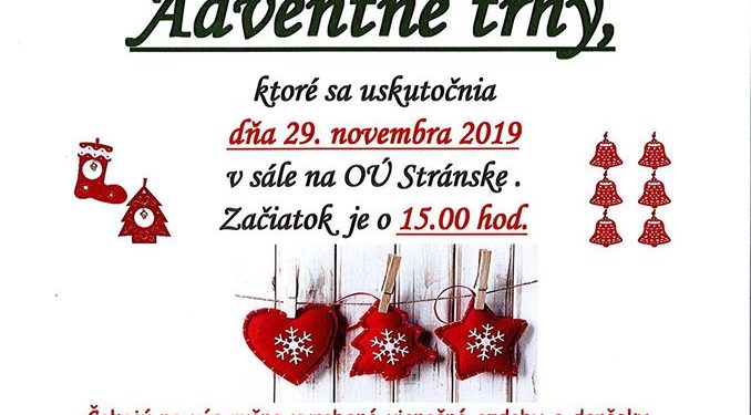Adventné trhy v obci Stránske