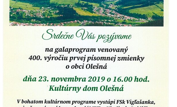 Oslavy 400. výročia prvej písomnej zmienky o obci Olešná