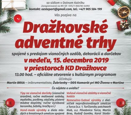 Vianočné a adventné trhy v obci Dražkovce