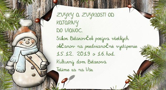 Predvianočné vystúpenie súboru Bitarovček v obci Bitarová