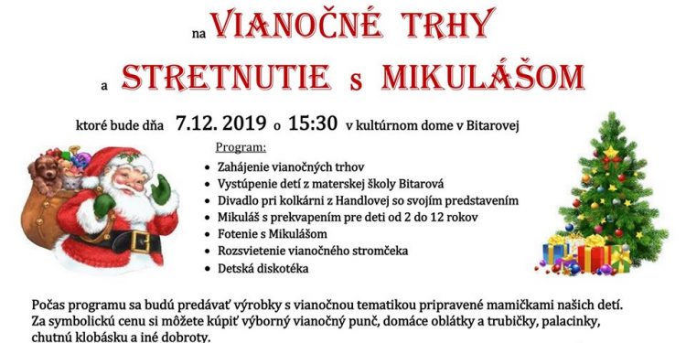 Vianočné trhy a stretnutie s Mikulášom v obci Bitarová