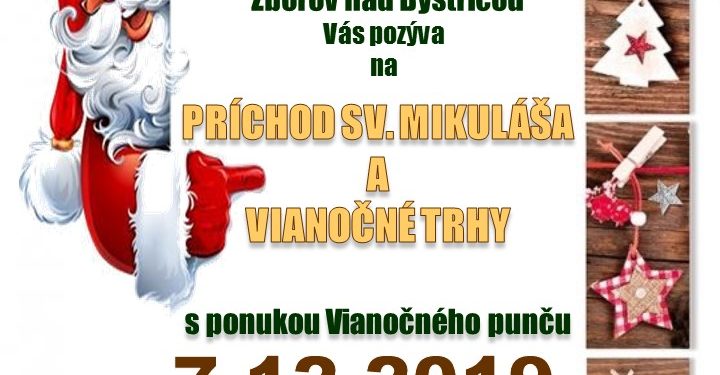 Vianočné trhy a stretnutie s Mikulášom v obci Zborov nad Bystricou