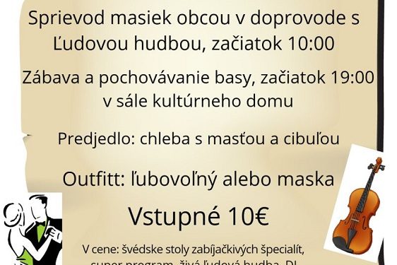 Fašiangová sobota v obci Dolný Vadičov