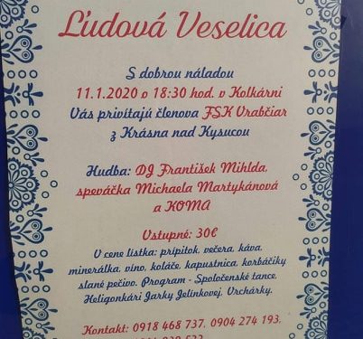 Pozvánka na Ľudovú veselicu v Krásne nad Kysucou