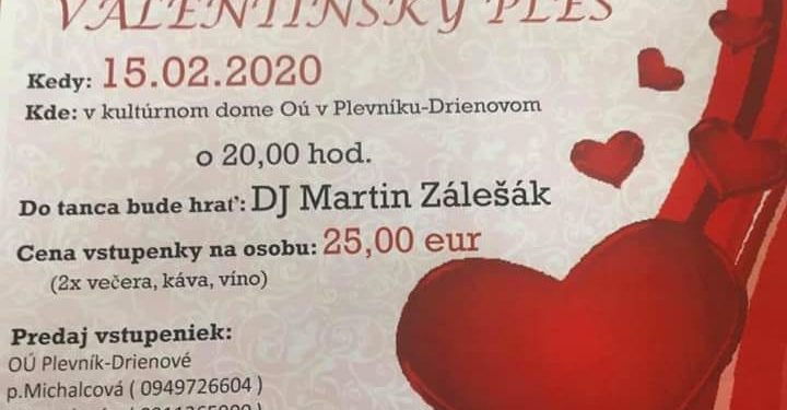 Valentínsky ples v obci Plevník-Drienové