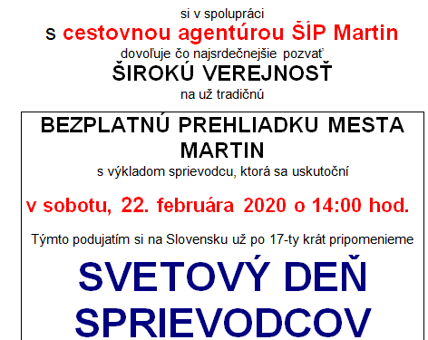 Bezplatná turistická prehliadka mesta Martin