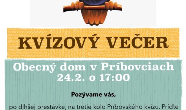 Kvízový večer v obci Príbovce