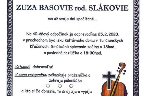 Pochovávanie basy v obci Turčianske Kľačany