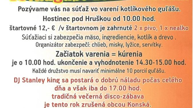 Súťaž vo varení gulášu v obci Konská