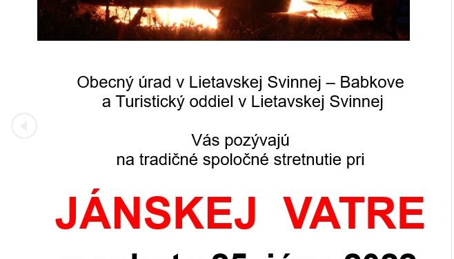 Jánska vatra v obci Lietavská Svinná - Babkov
