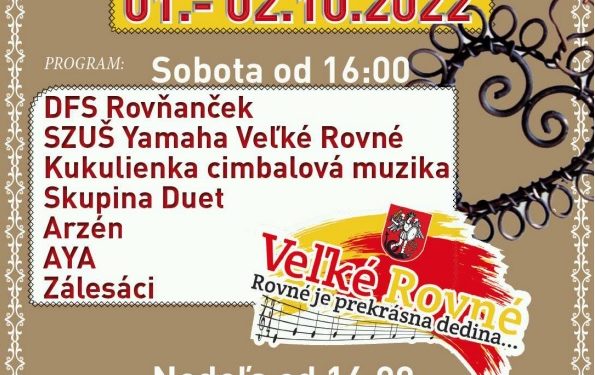 Hodové slávnosti v obci Veľké Rovné
