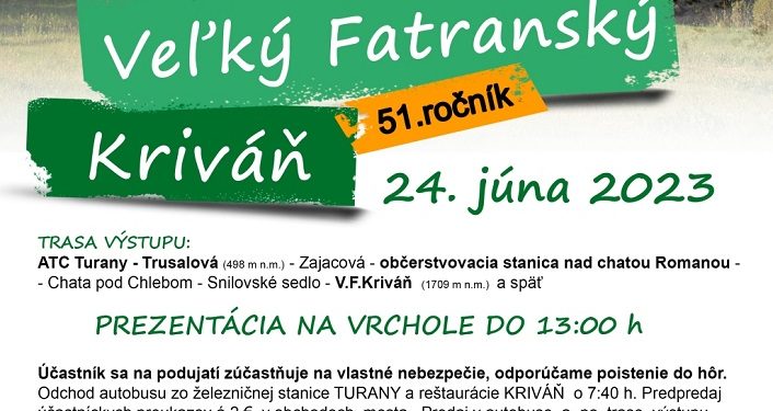 Výstup na Veľký Fatranský Kriváň z mesta Turany